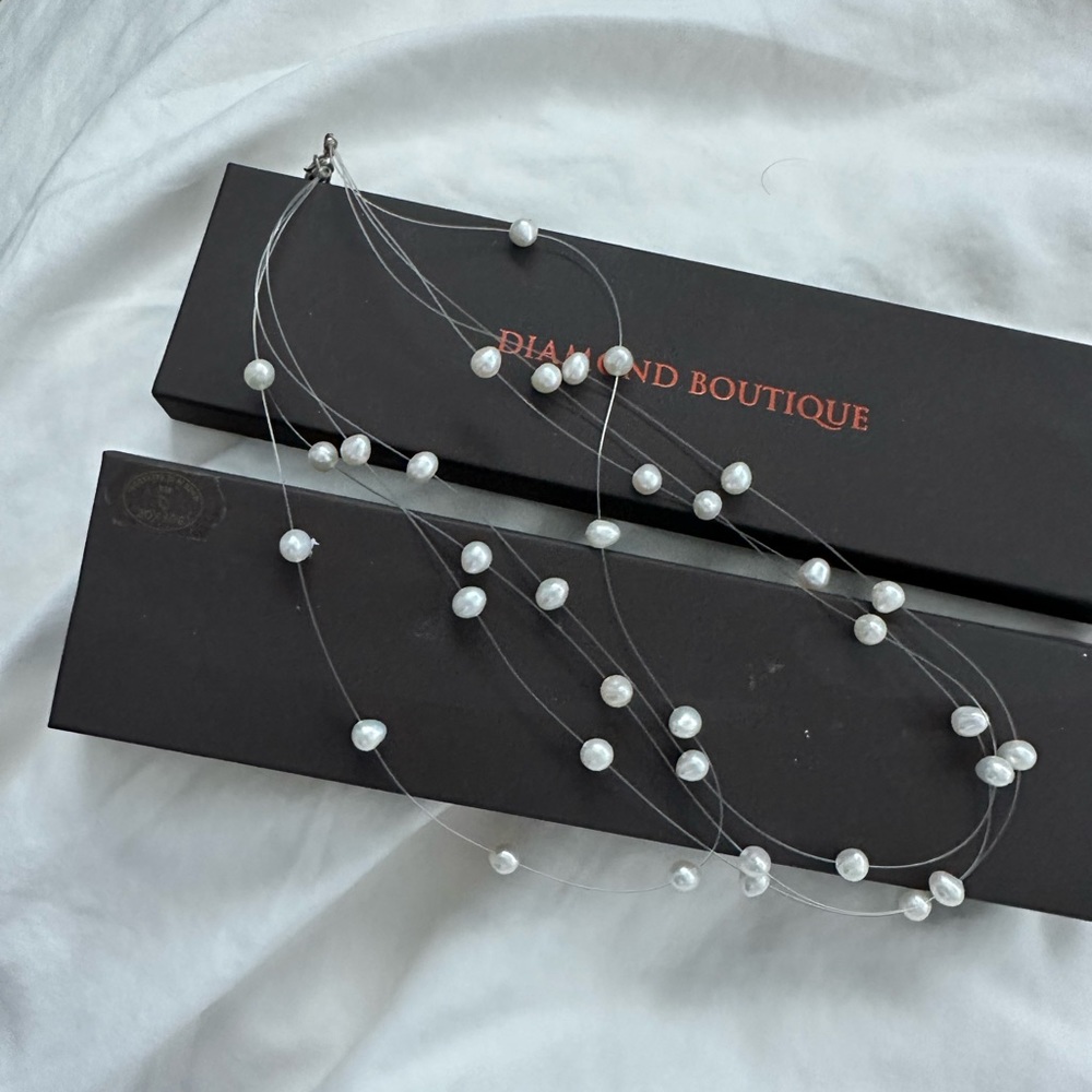 Diamond Boutique Floating Pearl Necklace